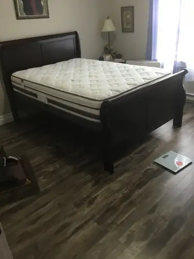 Double cherry wood sleigh bed, View more