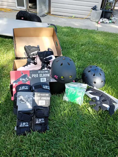 rollerblades helmets knee pad elbow pads, View more