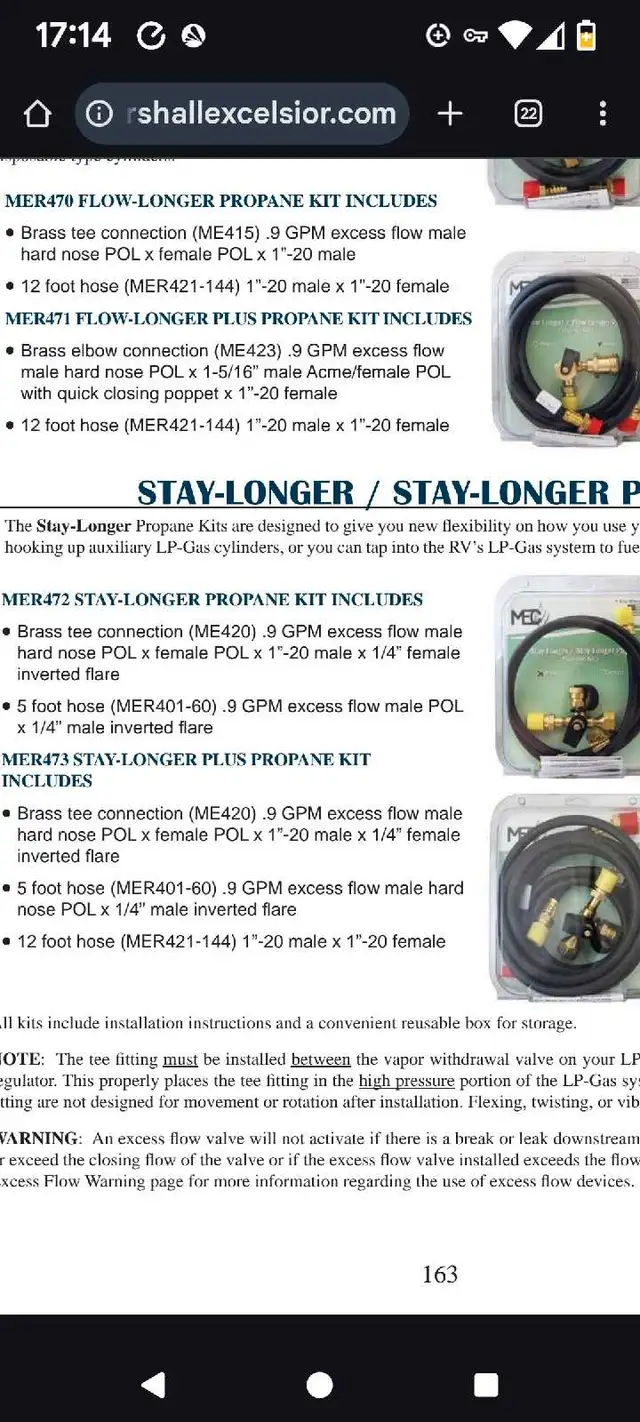Marshall Excelsior MER471 Flow Longer Plus Propane Kit in RV & Camper Parts & Accessories in Saskatoon - Image 5
