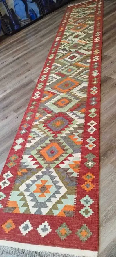 Authentic Afghan Kilim Rug – 16.10 x 2.10 Ft, View more