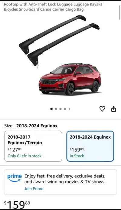 Richeer Roof Rack Fit for 2018-2024 Equinox,Car Cargo Bars Rooftop with Anti-Theft Lock Luggage Lugg...
