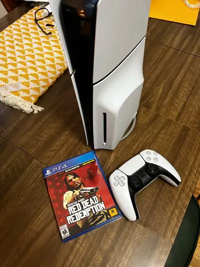 PS5 Disc Edition 1 Tb w controller, stand and game, View more