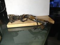 ANTIQUE CHINESE QING DYNASTY BRONZE CANDLESTICK DRAGON DYNASTY S