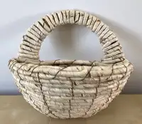 Unique Handcrafted Rustic Raffia and Wire Wall Pocket Basket