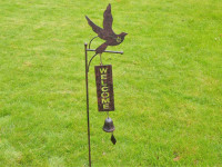 NEW 46-inch Metal Welcome Lawn/Yard Stake with Bell