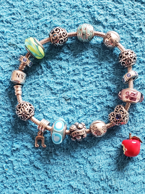 Pandora Charm Bracelet & 14 Charms in Jewellery & Watches in Grande Prairie