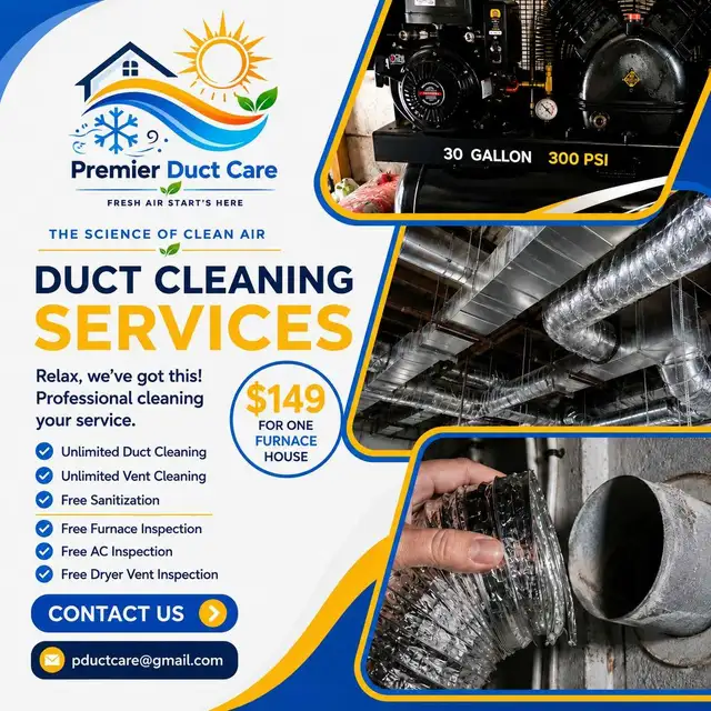 Flat rate $149 for whole house duct cleaning! 