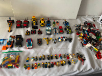 LEGO, LEGOS, 45 MINI FIGURES, FIGURES, CARS, TRUCKS, MOTORCYCLES