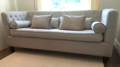 Classic button tufted tuxedo couch, View more