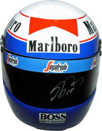 Alain Prost signed Formula 1 F1 Memorabilia Helmet Cap Frame