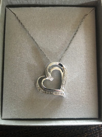 Diamond Accent in Sterling Silver Heart Necklace