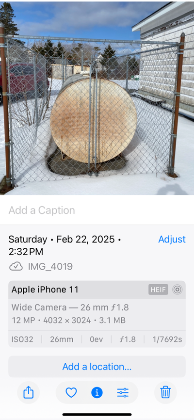 Approximately 5 diameter by 10’ long