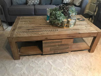 Distressed Solid wood  Coffee Table with Two Drawers