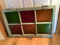 Antique Stained Glass Window with a Brass Handle