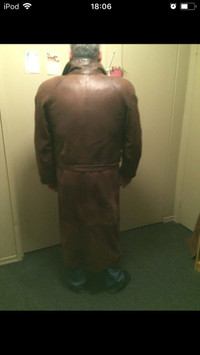 Manteau cuir brun pour homme 