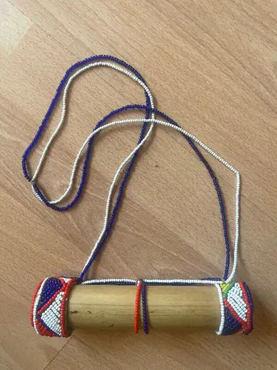 Vintage Masai Antique Bamboo and Bead Holder, View more
