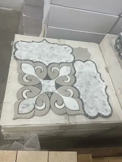 Rare European style hand cut real stone! Enhance your space with this decorative marble mosaic tile,...