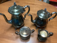 Silver Plated Coffee, Tea set.  Including sugar and creamer
