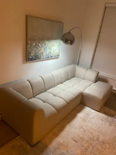 MUST GO durable fabric light beige couch, View more