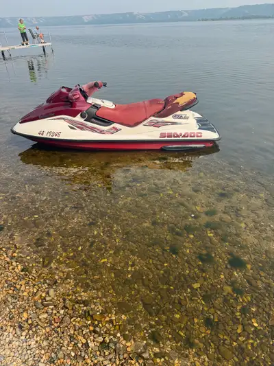 1998 Seadoo GTX with single trailer, located at Pasqua lake
