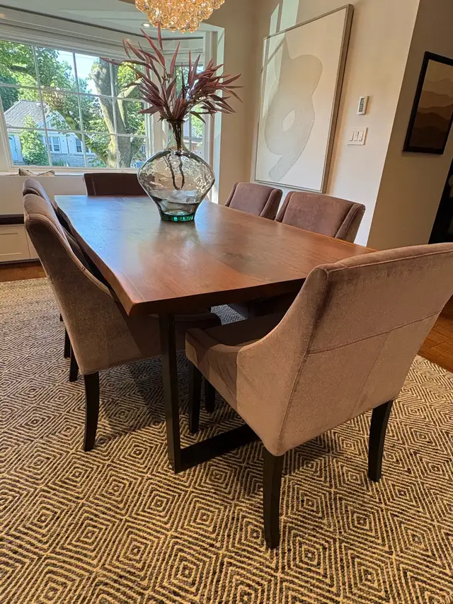 Custom Solid Walnut Dining Table + 6 Upholstered Chairs (Op in Dining Tables & Sets in City of Toronto - Image 3