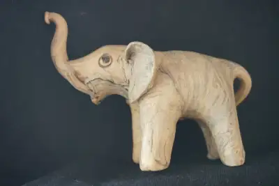1960s Crushed Oyster Shell Elephant Figurine, View more
