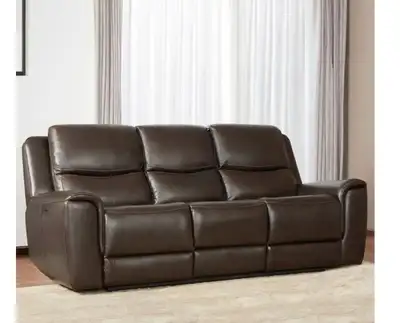 *NEW* ESPRESSO 3 SEAT Leather Power Recliner & Power headrests PREMIUM GRADE ITALIAN LEATHER