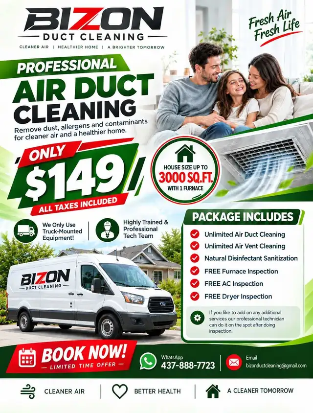 Truck Mounted Air Duct Cleaning - $149