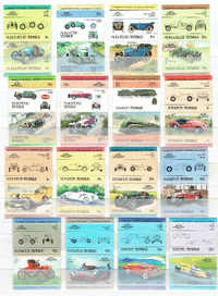 FUNAFUTI-TUVALU. 10 timbres-coupons "Voitures & locomotifs".