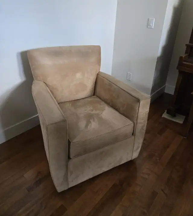 Crate and Barrel Swivel Suede Arm-Chair