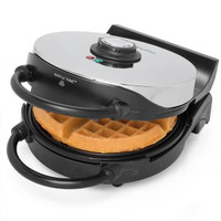 Classic Round 4-Waffle Black Belgian Waffle Maker