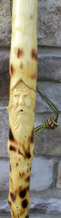 WOODSPIRIT HAND CARVED WALKING STICK