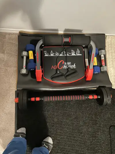 Ab Crunch+Barbell Sets+Liftbar with a set of weights , View more