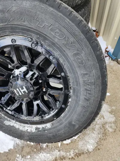 Set of 4 Toyo Open Country WLT1 LT265/70R17 Winter Tires Mounted on 2Fast HD Menace Gloss Black Alum...