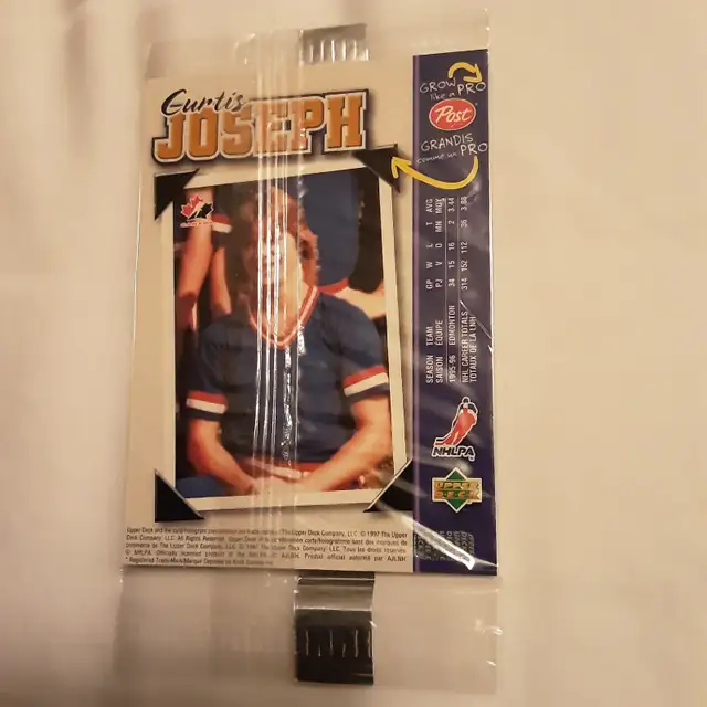 1997 Curtis Joseph Post Upper Deck Grow Like a Pro Trading Card in Arts & Collectibles in Calgary - Image 3