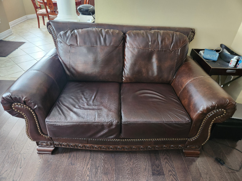 Ashley DuraBlend Leather sofa and two love seats. Couches & Futons