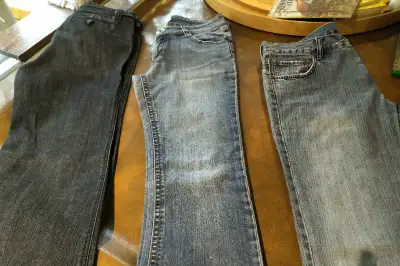 3 Pairs Blue Jeans, Late '90s, early 2000, Slight Flare, Ladies, View more