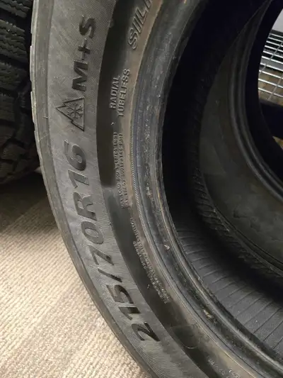 Four mud and snow tires in very good condition. 8/32nds tread on all 4. 2 are Ironman Polartrax Gen...