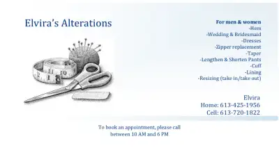 I do alterations for both men and woman. I also specialise in wedding and Bridesmaids dresses. My pr...