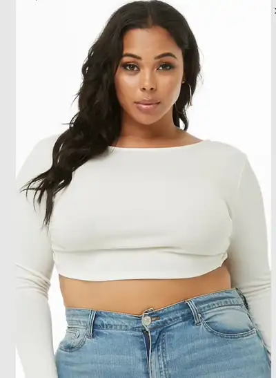 Plus size open-back crop top, View more