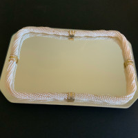 Vintage Mirrored Vanity Tray  10”x15” Murano Glass Twisted Rope