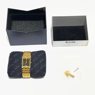 Vintage 2003 men’s Bulova Watch black face 2 diamond square, View more