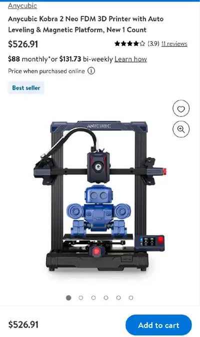I'm selling a new Anycubic Kobra 2 Neo FDM 3D Printer, featuring auto leveling and a magnetic platfo...