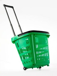 Rolling Shopping Basket Cart with Wheels - GREEN or YELLOW