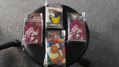 3 Pokemon binders with 30 cards, V card included, $15 each, View more