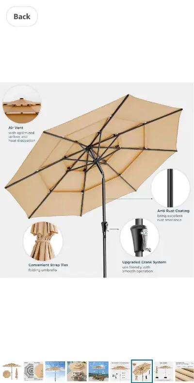 HOMSHADE 9FT 3-Tiers Outdoor Patio Umbrella, View more