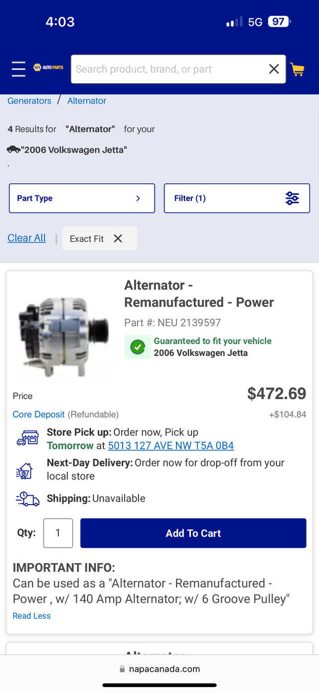 Brand New never used alternator  for a 2006 Jetta tdi   in Engine & Engine Parts in Edmonton - Image 4