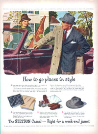 Large 1946 vintage full-page ad for Stetson Hats