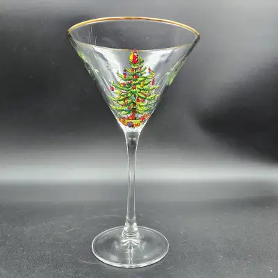 Spode Christmas Tree Martini Cocktail Estate Glass Stemware Sant, View more