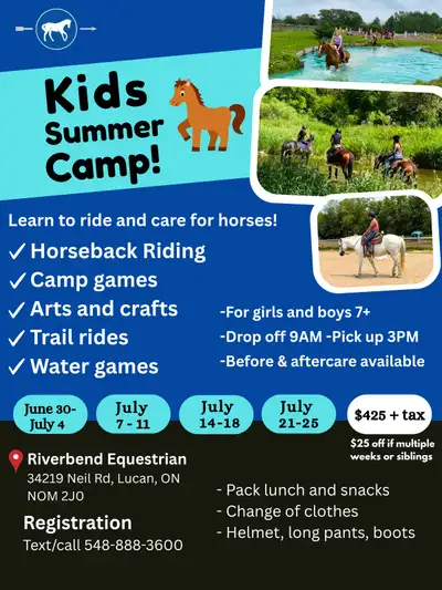 Looking for the perfect summer camp for your kids? Join us at Riverband Equestrian Horse Camp for a...